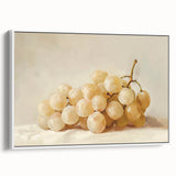 Vintage poster art of colorful fruits on a large framed canvas, ideal for living room decor.