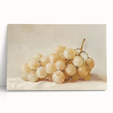 Large black and white stretched canvas featuring an assortment of fruits, ideal for kitchen wall art.