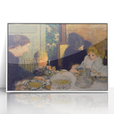 The Children's Meal - Cozy Modern Wall Art with Family Scene in Warm Tones