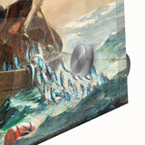 Dynamic Realism Art Print of Fishermen at Sea with Herring Net Catch