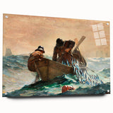 Dynamic Realism Art Print of Fishermen at Sea with Herring Net Catch