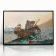 Dynamic Realism Art Print of Fishermen at Sea with Herring Net Catch