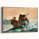 Dynamic Realism Art Print of Fishermen at Sea with Herring Net Catch