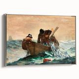 Dynamic Realism Art Print of Fishermen at Sea with Herring Net Catch