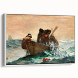 Dynamic Realism Art Print of Fishermen at Sea with Herring Net Catch