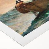Dynamic Realism Art Print of Fishermen at Sea with Herring Net Catch