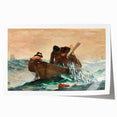 Dynamic Realism Art Print of Fishermen at Sea with Herring Net Catch