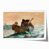 Dynamic Realism Art Print of Fishermen at Sea with Herring Net Catch