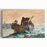 Dynamic Realism Art Print of Fishermen at Sea with Herring Net Catch