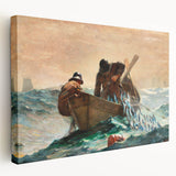 Dynamic Realism Art Print of Fishermen at Sea with Herring Net Catch