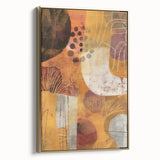 Framed canvas featuring a vintage landscape painting of autumn trees in gold and black tones, ideal for bedroom wall decor.