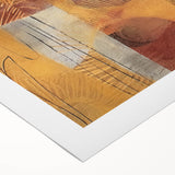 Art deco poster featuring an autumnal scene with warm orange and brown hues on rolled canvas, suitable for dining room decor.