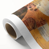 Art deco poster depicting an autumnal scene with orange and yellow leaves on a rolled canvas, suitable for nursery wall art.