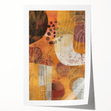 Rolled canvas print featuring an autumnal floral design in warm orange and red tones, ideal for dining room wall art.