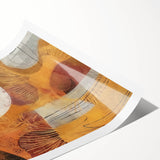 Extra large wall art featuring line art flowers in muted autumn tones on a rolled print.