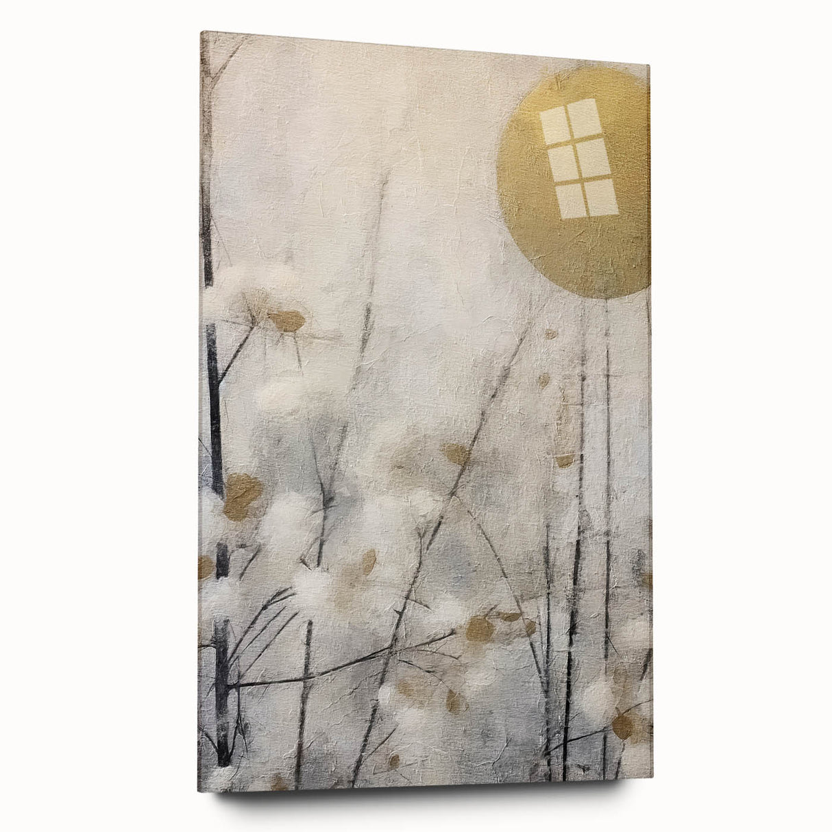 Elegant Gold & Gray Modern Wall Art – Living Room Canvas Print