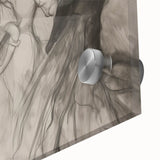 Close-up of an abstract figurative acrylic painting on glass, showcasing vibrant colors and intricate details, ideal for modern home decor and art enthusiasts.