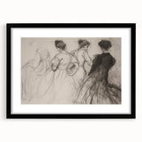 Black abstract figurative frame with a mat, showcasing a modern and artistic design, perfect for enhancing contemporary home decor aesthetics.