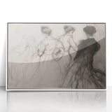 Framed abstract figurative artwork in white acrylic, showcasing fluid shapes and vibrant colors against a sleek background, perfect for modern decor.