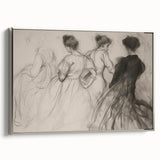 Abstract figurative framed canvas art showcasing a silver frame with a modern design, perfect for contemporary decor, emphasizing elegance and style.