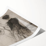 Abstract figurative artwork print showcasing vibrant colors and dynamic shapes, elegantly rolled and ready for display, perfect for modern home decor.