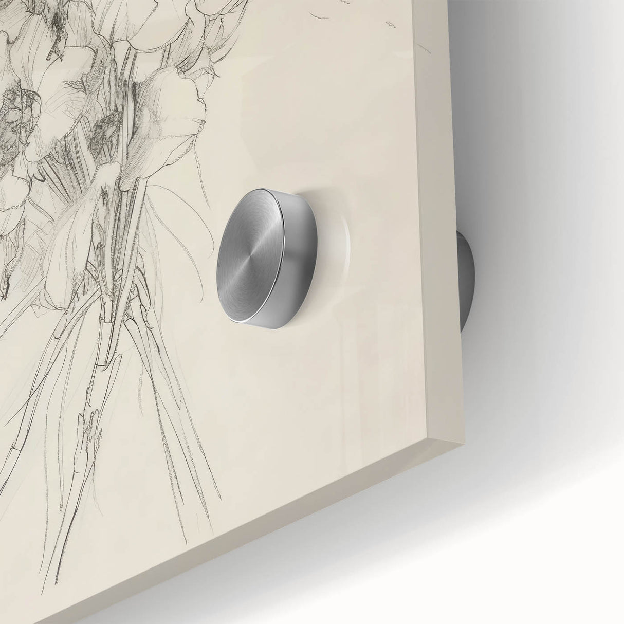 Close-up view of vibrant abstract floral design printed on acrylic glass, showcasing rich colors and intricate details, perfect for modern decor.