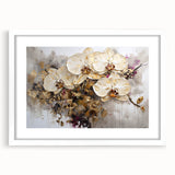 Abstract floral art frame with a white mat, showcasing vibrant colors and intricate designs, perfect for home decor or gallery display.