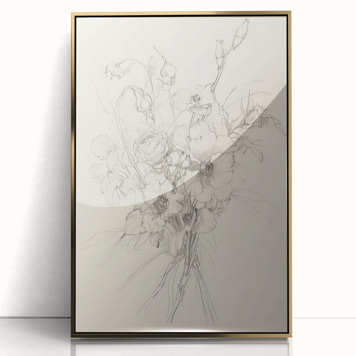 Framed acrylic artwork showcasing vibrant abstract floral designs in gold and rich colors, ideal for modern home decor. Perfect for adding a touch of elegance and creativity to any room.