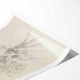 Abstract floral rolled print featuring vibrant colors and intricate patterns, elegantly packaged in a durable cardboard tube for easy transport and display.