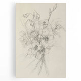 Vibrant stretched canvas featuring an abstract floral design in shades of pink, blue, and green, ideal for modern home decor or art collections.