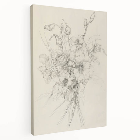 Abstract floral stretched canvas artwork showcasing vibrant colors and intricate designs, ideal for modern home decor. Side view highlights the canvas thickness and texture. Perfect for brightening up living spaces or as a unique gift.