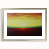 Abstract landscape framed artwork in a sleek silver mat, showcasing vibrant colors and intricate details, perfect for modern home decor. Ideal for enhancing living spaces and adding a touch of elegance.