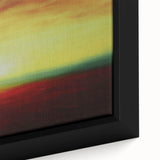 Close-up of a framed abstract landscape canvas artwork showcasing vibrant colors and intricate textures, ideal for modern home decor and art enthusiasts.