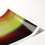 Abstract landscape rolled print showcasing vibrant colors and fluid shapes, perfect for modern home decor. Packaged in a durable cardboard tube for protection.