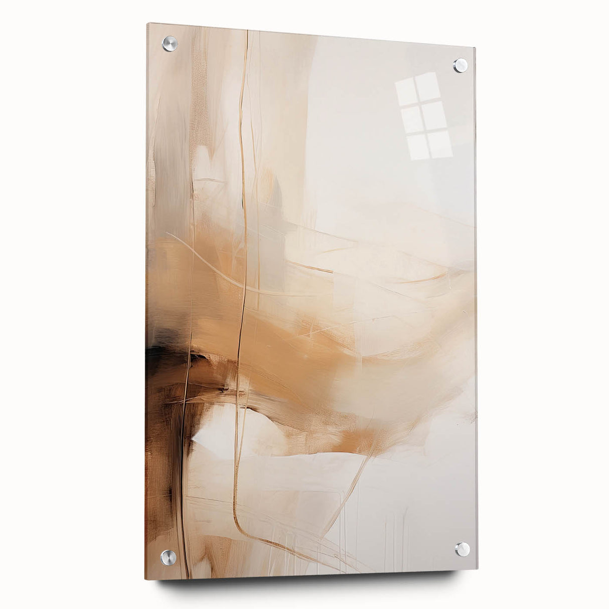 Abstract minimalist wall art displayed in a sleek acrylic frame, showcasing a vibrant color palette and geometric design. The artwork is accented with decorative pins, enhancing its modern aesthetic. Ideal for contemporary home decor.