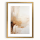 Abstract minimalist wall art framed in gold, showcasing soft pastel colors and geometric shapes, perfect for modern home decor and elegant aesthetics.