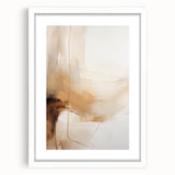 Abstract minimalist wall art framed with a white mat, showcasing soft pastel colors and geometric shapes, perfect for modern home decor.