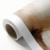 Abstract minimalist wall art on rolled canvas, showcasing soft pastel colors and geometric shapes, ideal for modern home decor, presented in a protective tube.