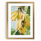 Extra large abstract art print featuring textured fruits in vibrant colors on a gold-framed canvas.