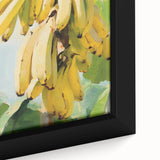 Extra large black wall art featuring vibrant, textured fruits on framed canvas, ideal for living room decor.