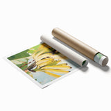 Extra large rolled print of vibrant fruits and floral art, suitable for classy bathroom or large living room decor.