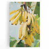 Black and white stretched canvas featuring a large depiction of assorted fruits, ideal for kitchen wall art.