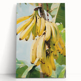 Black and white photo of assorted fruits on a stretched canvas, ideal for kitchen wall art.