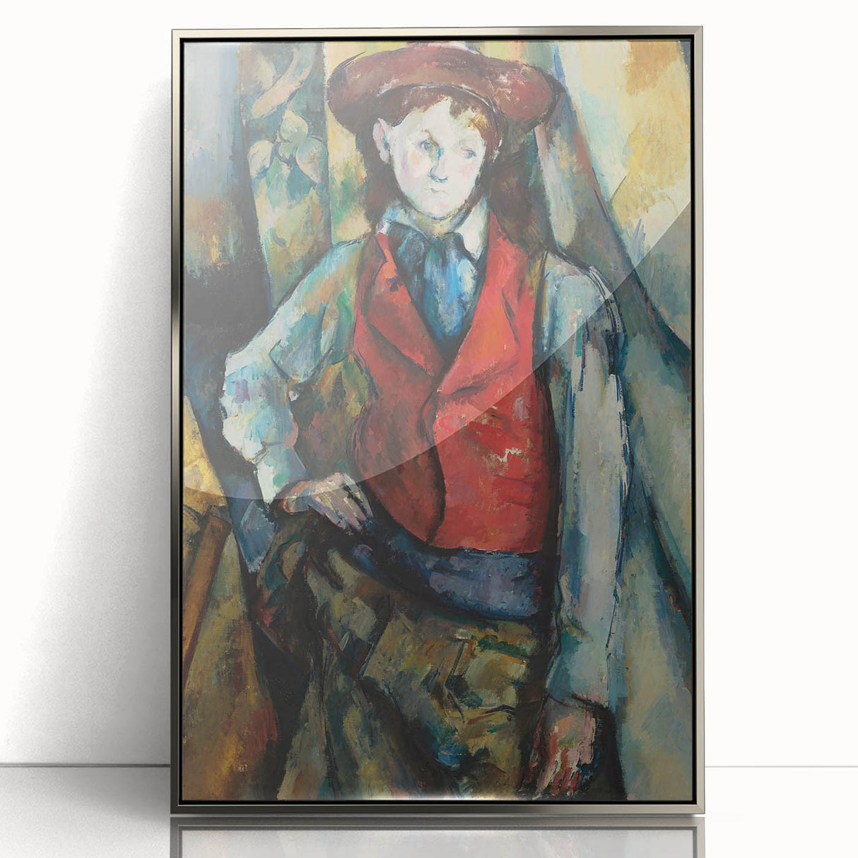 Boy in a Red Waistcoat - Classic Portrait Art with Bold Colors