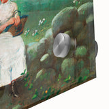 Charming Realism Art Print of Woman by Peach Blossoms in Pastoral Scene