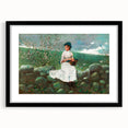Charming Realism Art Print of Woman by Peach Blossoms in Pastoral Scene