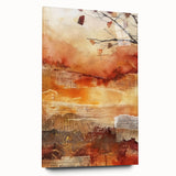Large abstract wall art featuring autumnal hues in a mid-century modernist style on acrylic glass.