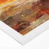 Art deco poster featuring a stylized autumn tree in warm orange and brown tones on rolled canvas.