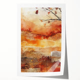 Extra large rolled print featuring a fall-themed floral design in warm orange and red tones, ideal for dining room wall art.