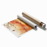 Extra large rolled print featuring a floral art design in autumnal colors, ideal for classy bathroom wall art.